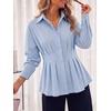 image:imageCicy Bell Women Striped Peplum Button Shirts Business Casual Pleated BlouseBlue