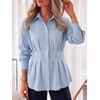 image:imageCicy Bell Women Striped Peplum Button Shirts Business Casual Pleated BlouseBlue