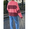 image:imageCicy Bell Womens Cropped Sweater Rolled Neck Knit Fall Pullover TopsStriped Burgundy