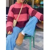 image:imageCicy Bell Womens Cropped Sweater Rolled Neck Knit Fall Pullover TopsStriped Burgundy
