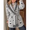 image:imageCicy Bell Womens Fringe Cardigan Printed Long Sleeve V Neck Belt SweatersGrey