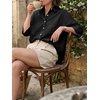 image:imageCicy Bell Womens Oversized Button Down Shirts Half Sleeve Collared TopsBlack