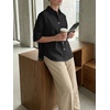 image:imageCicy Bell Womens Oversized Button Down Shirts Half Sleeve Collared TopsBlack