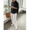 image:imageCicy Bell Womens Oversized Button Down Shirts Half Sleeve Collared TopsBlack