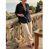 image:imageCicy Bell Womens Oversized Button Down Shirts Half Sleeve Collared TopsBlack