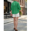 image:imageCicy Bell Womens Oversized Button Down Shirts Half Sleeve Collared TopsGreen