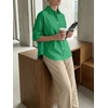 image:imageCicy Bell Womens Oversized Button Down Shirts Half Sleeve Collared TopsGreen