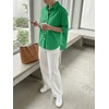 image:imageCicy Bell Womens Oversized Button Down Shirts Half Sleeve Collared TopsGreen