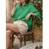 image:imageCicy Bell Womens Oversized Button Down Shirts Half Sleeve Collared TopsGreen