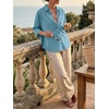 image:imageCicy Bell Womens Oversized Button Down Shirts Half Sleeve Collared TopsLake Blue