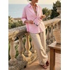 image:imageCicy Bell Womens Oversized Button Down Shirts Half Sleeve Collared TopsStriped Pink