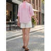 image:imageCicy Bell Womens Oversized Button Down Shirts Half Sleeve Collared TopsStriped Pink