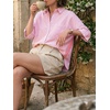 image:imageCicy Bell Womens Oversized Button Down Shirts Half Sleeve Collared TopsStriped Pink