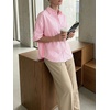 image:imageCicy Bell Womens Oversized Button Down Shirts Half Sleeve Collared TopsStriped Pink