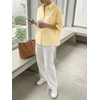 image:imageCicy Bell Womens Oversized Button Down Shirts Half Sleeve Collared TopsStriped Yellow