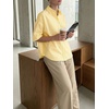 image:imageCicy Bell Womens Oversized Button Down Shirts Half Sleeve Collared TopsStriped Yellow
