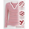 image:imageCicy Bell Womens Striped Sweater Polo V Neck Long Sleeve Pullover Knit TopsRed