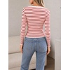 image:imageCicy Bell Womens Striped Sweater Polo V Neck Long Sleeve Pullover Knit TopsRed