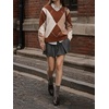 image:imageCicy Bell Womens V Neck Argyle Sweaters Long Sleeve Knit Casual PulloversBrown