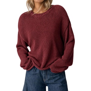 image:imageCicy Bell Womens Long Sleeve Sweater Crew Neck Casual Pullover Knit TopsBurgundy