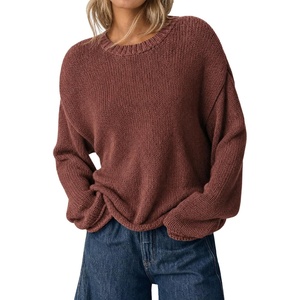 image:imageCicy Bell Womens Long Sleeve Sweater Crew Neck Casual Pullover Knit TopsCoffee