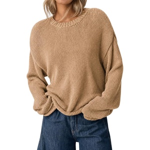 image:imageCicy Bell Womens Long Sleeve Sweater Crew Neck Casual Pullover Knit TopsKhaki