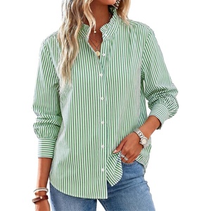 image:imageCicy Bell Womens Oversized Button Down Shirts Long Sleeve Ruffle Collar TopArmy Green