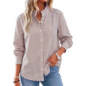 image:imageCicy Bell Womens Oversized Button Down Shirts Long Sleeve Ruffle Collar TopCoffee