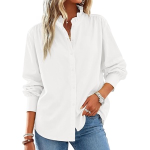 image:imageCicy Bell Womens Oversized Button Down Shirts Long Sleeve Ruffle Collar TopWhite
