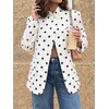 image:imageCicy Bell Women Plaid Blazer Business Stand Collar Open Front Suit JacketPolka Dotswhite