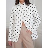 image:imageCicy Bell Women Plaid Blazer Business Stand Collar Open Front Suit JacketPolka Dotswhite