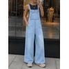image:imageCicy Bell Womens Bib Denim Overalls Adjustable Straps Flared Jean JumpsuitLight Blue