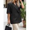 image:imageCicy Bell Womens Short Sleeve Oversized Blazers Lapel Button Down JacketsBlack