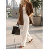 image:imageCicy Bell Womens Short Sleeve Oversized Blazers Lapel Button Down JacketsBrown