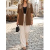 image:imageCicy Bell Womens Short Sleeve Oversized Blazers Lapel Button Down JacketsBrown