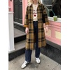 image:imageCicy Bell Womens Plaid Trench Coat Fall Lapel Single Breasted Long JacketArmy Green