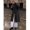 image:imageCicy Bell Womens Plaid Trench Coat Fall Lapel Single Breasted Long JacketSolid Black