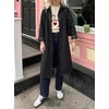 image:imageCicy Bell Womens Plaid Trench Coat Fall Lapel Single Breasted Long JacketSolid Black