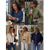 image:imageCicy Bell Womens Ruffle Short Trench Coat Single Breasted Cropped JacketsLight Khaki