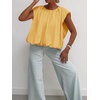 image:imageCicy Bell Womens Summer Cap Sleeve Bubble Tank Tops Casual Pleated Open Back Crew Neck Blouses Bow Tie Cotton ShirtsYellow