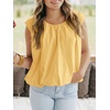 image:imageCicy Bell Womens Summer Cap Sleeve Bubble Tank Tops Casual Pleated Open Back Crew Neck Blouses Bow Tie Cotton ShirtsYellow