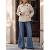 image:imageCicy Bell Womens Cropped Faux Wool Jackets Button Down Collared Pea CoatsBeigesolid