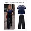 image:imageCicy Bell Womens Velvet Lace Tops Babydoll Puff Short Sleeve Peplum BlouseDark Blue