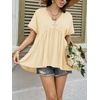 image:imageCicy Bell Womens Summer Peplum Tops Babydoll Short Sleeve V Neck T ShirtsBeige
