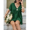 image:imageCicy Bell Womens Summer Peplum Tops Babydoll Short Sleeve V Neck T ShirtsDark Green