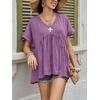 image:imageCicy Bell Womens Summer Peplum Tops Babydoll Short Sleeve V Neck T ShirtsPurple