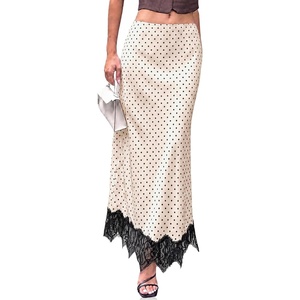image:imageCicy Bell Womens Polka Dot Satin Maxi Skirt High Waisted Lace Flowy SkirtsPolka Dot Beige