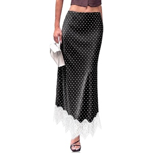 image:imageCicy Bell Womens Polka Dot Satin Maxi Skirt High Waisted Lace Flowy SkirtsPolka Dot Blackwhite