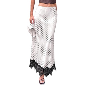image:imageCicy Bell Womens Polka Dot Satin Maxi Skirt High Waisted Lace Flowy SkirtsPolka Dot White